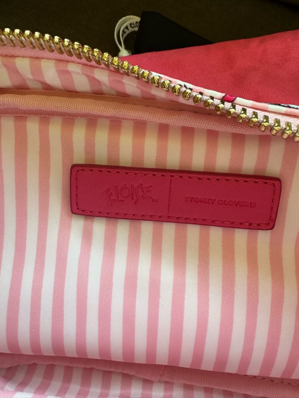 Stoney Clover Lane Pink & White Striped Eloise Cosmetic Pouch - Picture 7 of 12